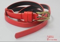 ที่กำหนดเองเข็มขัดผ้าสีแดง PU สำหรับผู้หญิงกว้าง 1.4cm เย็บผ้า PU เข็มขัดสีม่วง