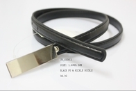 สีดำ PU เข็มขัดผ้าสำหรับผู้หญิง / 1.4cm ผู้หญิงเอวเข็มขัดทองผิวมันเมล็ดนิกเกิลหัวเข็มขัด