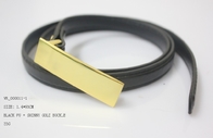 สีดำ PU เข็มขัดผ้าสำหรับผู้หญิง / 1.4cm ผู้หญิงเอวเข็มขัดทองผิวมันเมล็ดนิกเกิลหัวเข็มขัด