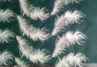 สีขาวลายขนนก organza ปักลูกไม้ผ้าฝ้ายผ้าสำหรับเครื่องแต่งกาย