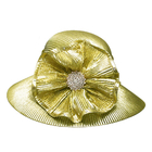 ทองสีเงินเมทัลลิเปียสตรีหมวกคริสตจักรที่สวยงามเพชรตัดหัวเข็มขัด