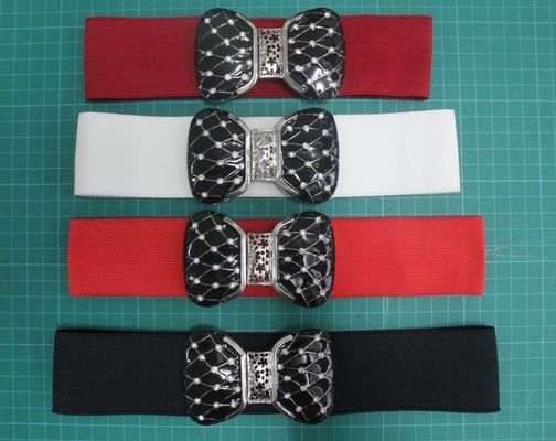 สีที่กำหนดเอง 5cm webbing ยืดหยุ่นเข็มขัดผ้าเข็มขัดผู้หญิง / ผู้หญิงชุบหัวเข็มขัด