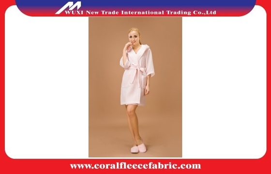 สีฟ้า / สีขาว / พีชสีเบจเสื้อคลุมอาบน้ำหรูหราสำหรับผู้หญิง, ชุดนอนคลุมด้วยผ้าวาฟเฟิล