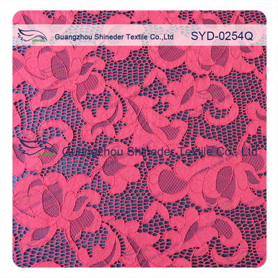 แฟชั่น Red Elastic Guipure เย็บปักถักร้อยผ้าลูกไม้สำหรับชุดแต่งงาน