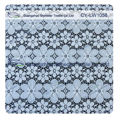 ไนล่อน Spandex Elastic Blue Floral Lace ผ้าตัดแต่งเลดี้การ์เม้นท์