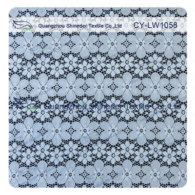 ไนล่อน Spandex Elastic Blue Floral Lace ผ้าตัดแต่งเลดี้การ์เม้นท์