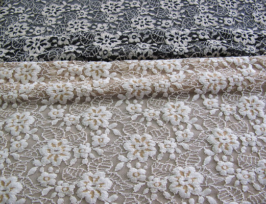 Floral Brushed Elastic Lace ผ้างาช้างยืดตัวได้ AZO Free Dyeing CY-LW0652