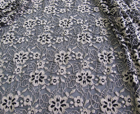 Floral Brushed Elastic Lace ผ้างาช้างยืดตัวได้ AZO Free Dyeing CY-LW0652
