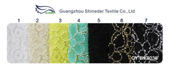 ผ้าลูกไม้ Elastic Lace สีขาว / ดอกไม้ Allover ลูกไม้ผ้า CY-DK0036