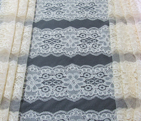 ผ้าลูกไม้ Elastic Lace สีขาว / ดอกไม้ Allover ลูกไม้ผ้า CY-DK0036
