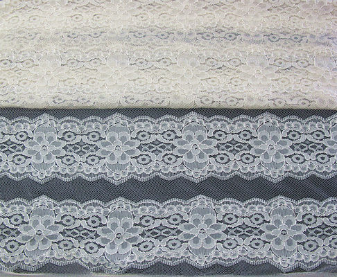 ผ้าลูกไม้ Elastic Lace สีขาว / ดอกไม้ Allover ลูกไม้ผ้า CY-DK0036