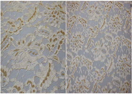ชุดชั้นในผ้ายืดคอกลมโลหะ / ผ้าลูกไม้ Corded Jacquard Lace Fabric