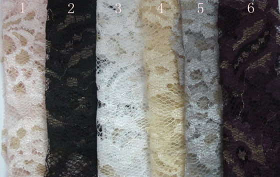ชุดชั้นในผ้ายืดคอกลมโลหะ / ผ้าลูกไม้ Corded Jacquard Lace Fabric