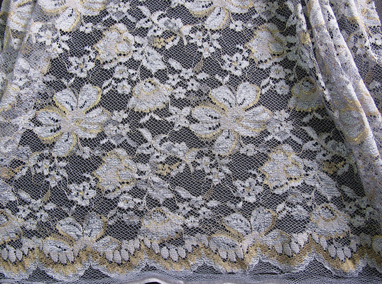 Black Scalloped Metallic Bulk Floral สีผ้าลูกไม้ Eco-Friendly Dyeing CY-LW0060