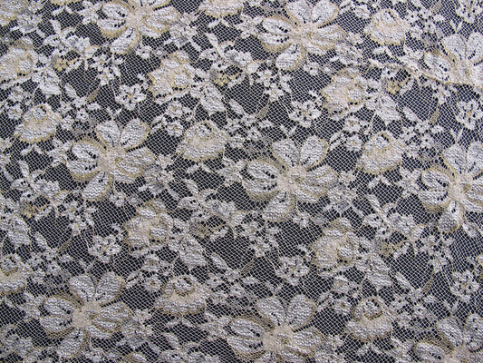 Black Scalloped Metallic Bulk Floral สีผ้าลูกไม้ Eco-Friendly Dyeing CY-LW0060