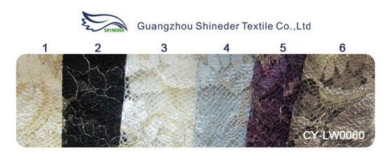 Black Scalloped Metallic Bulk Floral สีผ้าลูกไม้ Eco-Friendly Dyeing CY-LW0060