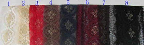 ผ้าลูกไม้โลหะเป็นมิตรกับสิ่งแวดล้อม Red, Elastic Lace Material CY-LW0208