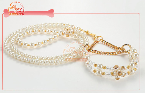 ที่สวยหรูมุกลูกปัด Martingale โซ่ปลอกคอฝึกสุนัขของเล่นสุนัข