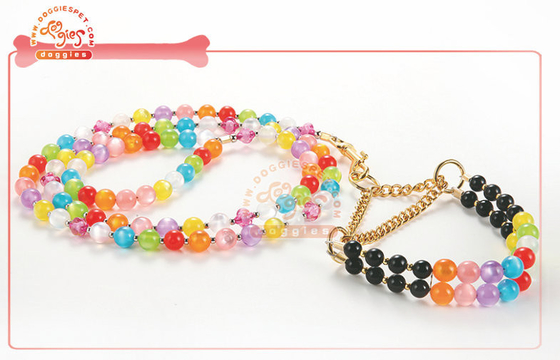 ที่สวยหรูมุกลูกปัด Martingale โซ่ปลอกคอฝึกสุนัขของเล่นสุนัข