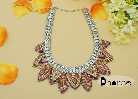 ตกแต่ง Rhinestones เมล็ดลูกปัดคอสร้อยคอ, สร้อยคอแฟชั่นปก