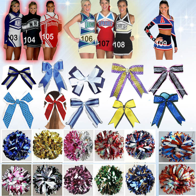 ทีมเชียร์เมทัลลิ Crytals Rhinestones เชียร์สวมใส่กับโบว์