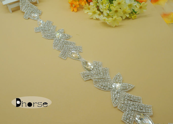 ซิลเวอร์เหล็กบน Rhinestone ลูกปัด Trim สำหรับชุด, Rhinestone Trimming