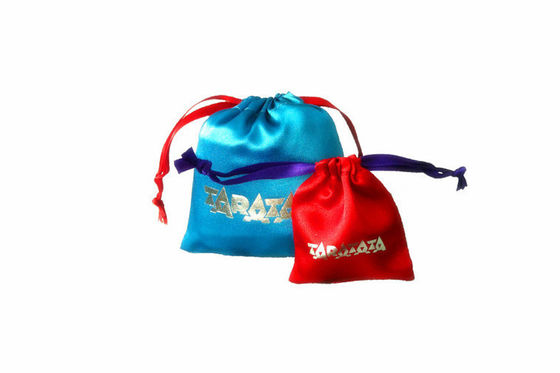 เครื่องประดับ Drawstring สีฟ้าถุงของขวัญบรรจุป้องกันความชื้น 13 * 16 ซม