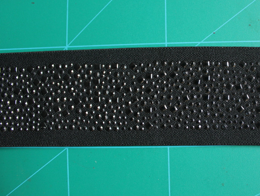 5cm สีดำ webbing ยืดหยุ่นไนลอนและ Spandex ด้วย Rhinestone