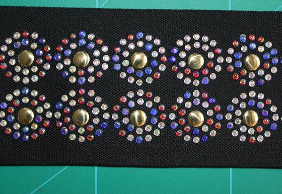 ที่มีสีสัน Rhinestone ดำ webbing ยืดหยุ่น, 5cm รูปแบบที่สวยงามรอบ