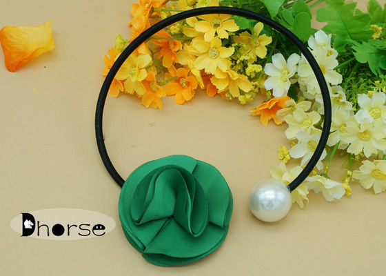 สีเขียวผ้าดอกไม้บิ๊กเพิร์ลแฮนด์เมดลูกปัดสร้อยคอ, สร้อยคอลูกปัด