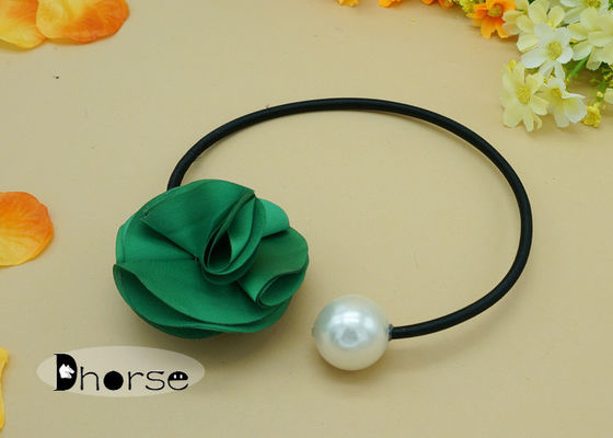 สีเขียวผ้าดอกไม้บิ๊กเพิร์ลแฮนด์เมดลูกปัดสร้อยคอ, สร้อยคอลูกปัด