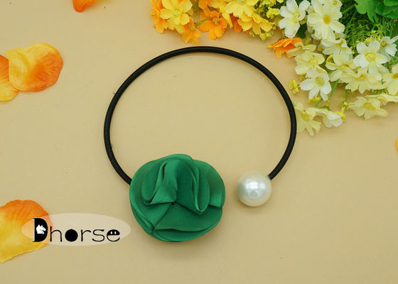 สีเขียวผ้าดอกไม้บิ๊กเพิร์ลแฮนด์เมดลูกปัดสร้อยคอ, สร้อยคอลูกปัด