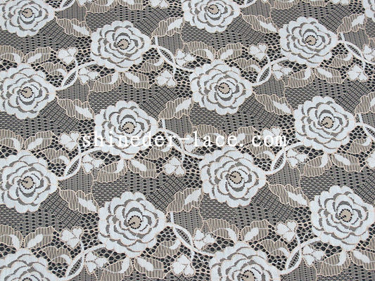 ลายดอกกุหลาบลวดลายผ้าไนล่อนที่ทำจากเย็บผ้า Jacquard