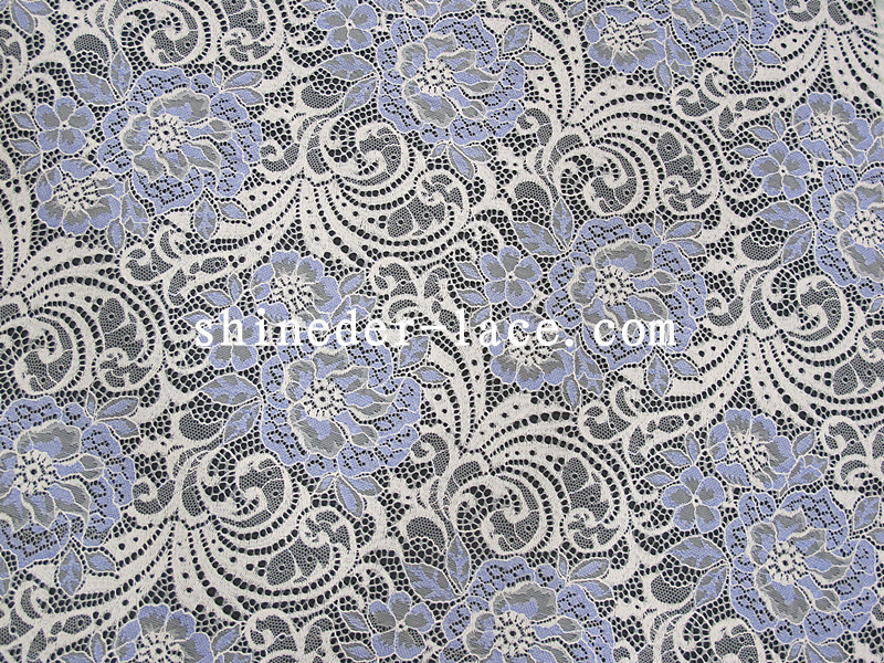 ผ้าลินินสีม่วงและสีขาวผ้าไนล่อนผ้าเรยอนออกแบบดอกไม้ขนาดใหญ่สำหรับแฟชั่น SYD-0183