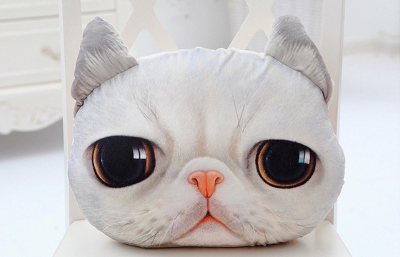 ของขวัญ 3D แมวใบหน้านุ่มตุ๊กตาหมอนหมอนตกแต่งสำหรับโซฟา